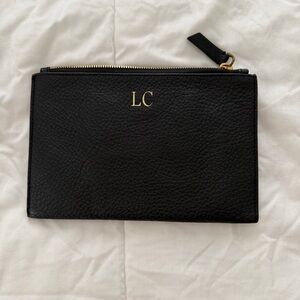 J. Crew Initial LC Black Pouch with Gold Zipper